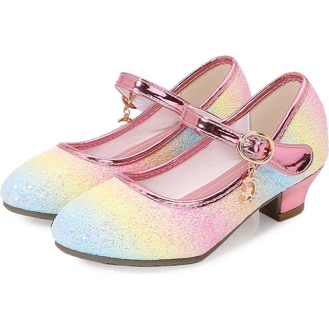 (Colorful, UK10.5 Kids/Inner length 7.36 inch) Kids Girls' Sandals Glitter Party Wedding Shoes