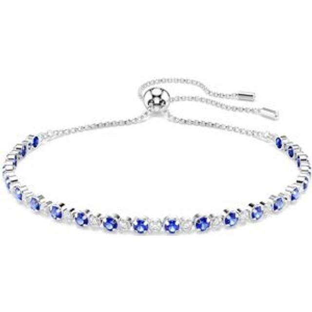 Matrix Tennis bracelet, Mixed round cuts, Blue, Rhodium plated - OS