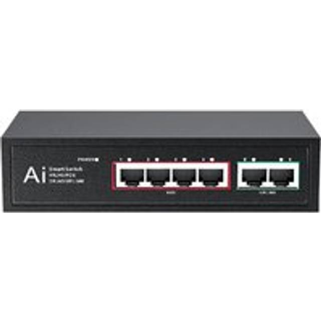 POE Switch 100Mbps Ethernet Switch POE Splitter IEEE 802.3af/At for IP Camera Wireless AP Wifi Router US Plug-6 Ports