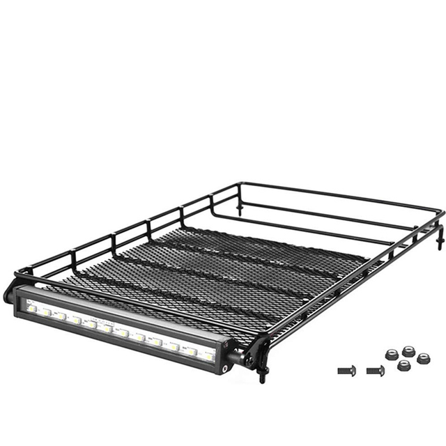 Metal Luggage Carrier Roof Rack with LED Light Bar P860016 for EX86100 86100 1/10 RC Crawler Car Upgrade Parts