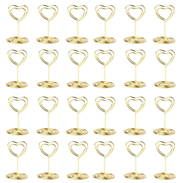 40PCS Table Number Holders Place Card Holder Cards Stand Name Menu Clips, Sign for Party Gold