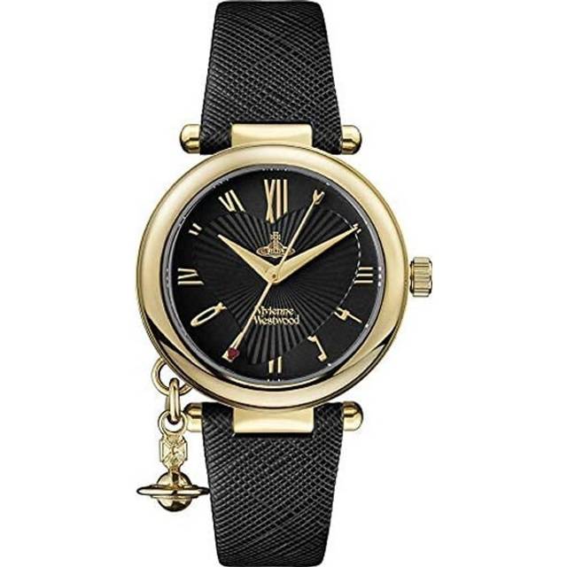 Vivienne westwood watch vv006gdblk ladies orb ss quartz gold black dial leather