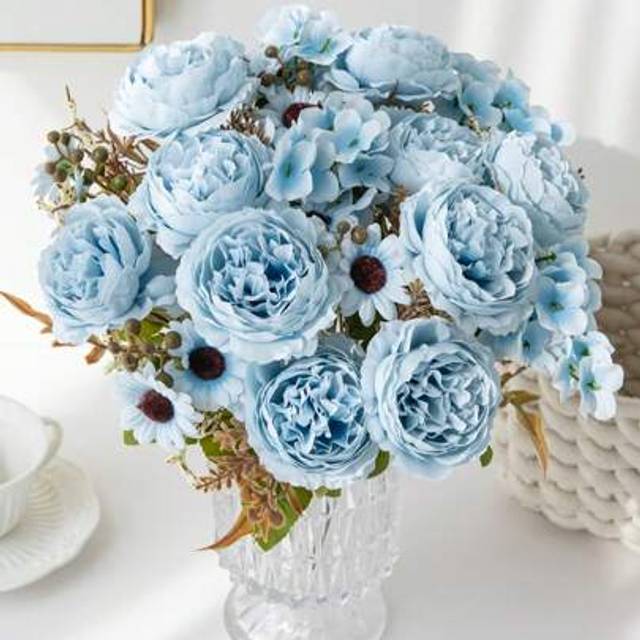 SHEIN 1pc/3pcs Romantic Silk Peony& Hydrangea Bouquet Artificial Flowers Centerpieces,Plastic Flowers Handheld Flower Arrangement For Wedding/Home/Bedroom/L