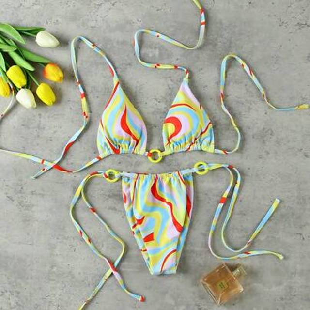 SHEIN 1pc Women&#39;s Colorful Printed Sexy Bikini Set For Summer Beach Wear
