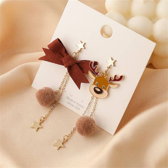 Ball butterfly knot xmas deer christmas earrings drop earrings stud ear ring