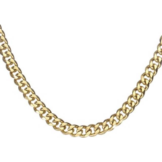 Mens Chains Necklaces 7mm 9 Inch Long Stainless Steel Chain Necklace, Gold