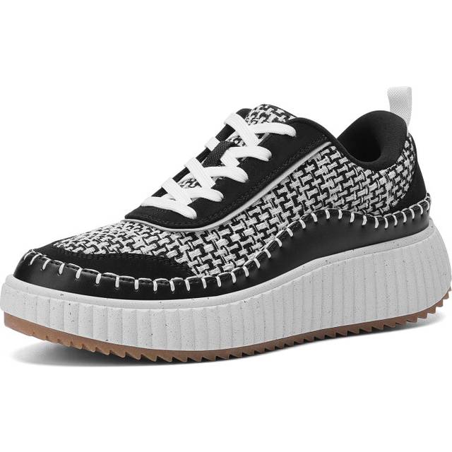 DREAM PAIRS Women Wide Chunky Casual Platform Fashion Sneaker Size 7W Black/White SDFN2379W-W