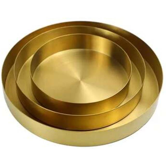 SHEIN 1 Metal Storage Tray, Round, Gold, Suitable For Kitchen Fruit Snacks, Cake Plating, Home Decor, Perfume Display, Cosmeticsizing Tray