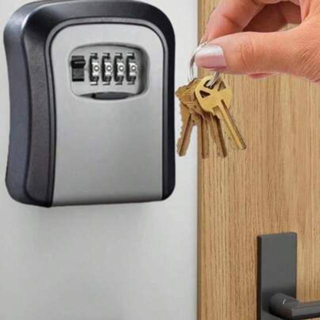 SHEIN 1pc Key Lock Safe Box, Wall-Mounted Key Lock Box, Outdoor Key Storage Cabinet, Combination Code Key Box With Alumimum Alloy Cylinder, High-Strength Ma