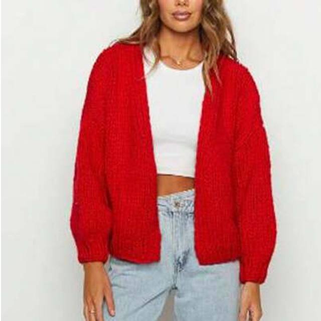 SHEIN Women Sweaters, Contrast Color/ Solid Color Long Sleeve Loose Knitted Cardigan For Fall Winter, S/M/L