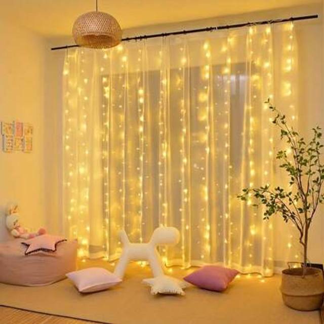 SHEIN LED Curtain Fairy Lights - USB Powered Copper Wire Christmas String Lights With Remote Control, 8 Lighting Modes For Home Decor, Holiday Weddings, Xma