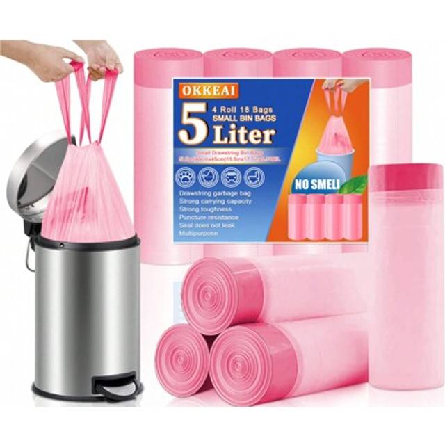 SHEIN 5l Bin Bags Small Bin Liner Drawstring Trash Bags Pedal Waste Liners With Tie Tap Handle,Suitable For Bathroom,Toilet,Kitchen Fit 3L,4L,5L,6L Garbage