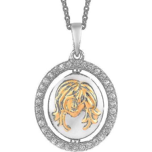 Zircon Zodiac-Gemini Necklace For Women In Gold And Platinum Plated Silver 20''