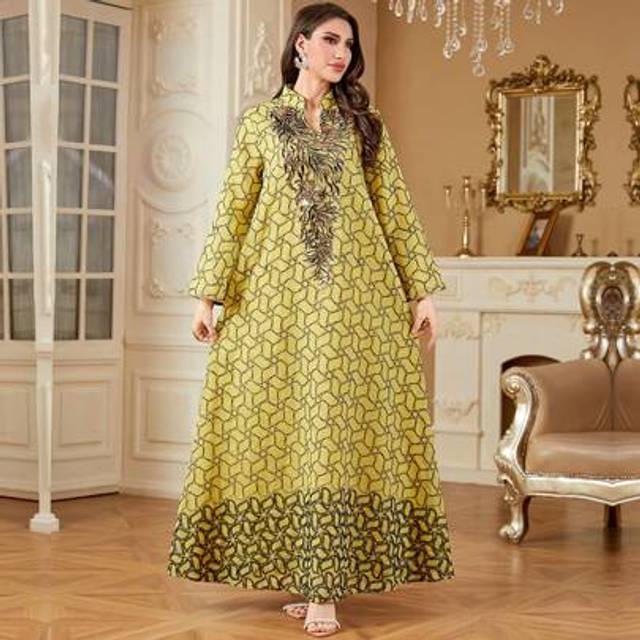 SHEIN Simple Embroidery Applique Decorated Trimmed Elegant Casual Dress, Modest