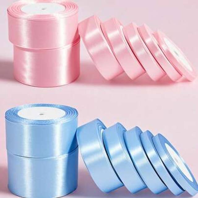 SHEIN 1roll Pink Or Blue22meters,Ribbon Handmade Rose Ribbon, 22 Meter Long Polyester Ribbon Packaging Ribbon, Baby Shower,Home Decoration, Scene Decoration