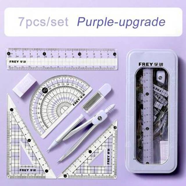 SHEIN 1 Set Ruler & Compass Set With Protractor For Teaching And Student Supply Back To School