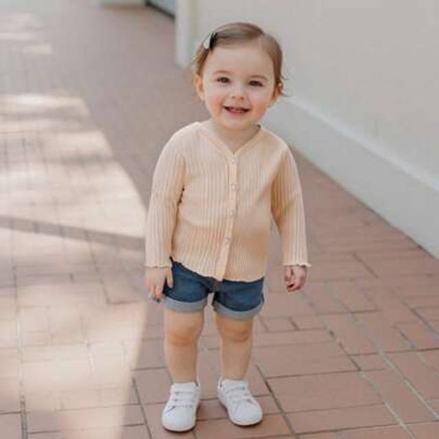 SHEIN Baby Girls Long Sleeves Sweater Casual Solid Color Button Front Infant Cardigan Knitwear For Toddler Warm Clothes