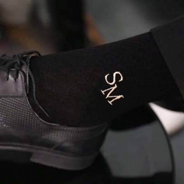 SHEIN Wedding Embroidered Groomsman Socks, Wedding Socks, Groom Letter Socks Gifts, Initial Letter Activity Socks Custom Groomsman Socks, Personalized Groom