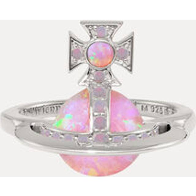 Vivienne Westwood Franca Ring Platinum-milky-lavender-cz-pink-synthetic-opal Platinum-milky-lavender-cz-pink-synthetic-opal Unisex - PLATINUM-MILKY-LAVENDER-CZ-PINK-Synthetic-Opal - XS