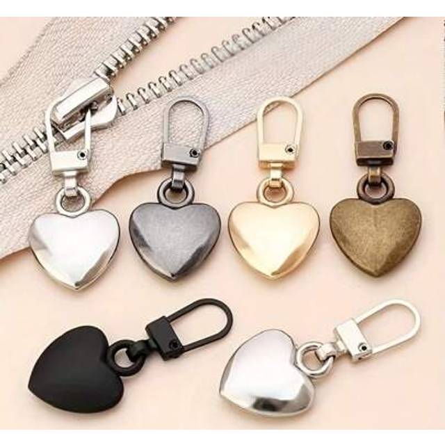 SHEIN 5/10pcs Heart-Shaped Zipper Pulls, Universal Zipper Replacement Sliders Suitable For Jackets, Backpacks, Handbags, (Multi-Color Options)