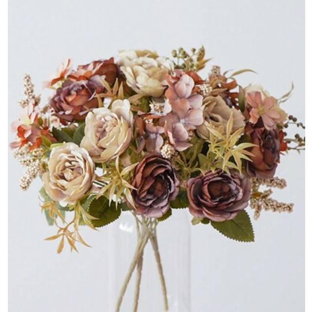 SHEIN 1pc/3pcs Romantic Rose & Peony Bouquet Artificial Flowers Handheld Flower Arrangement For Wedding/Home/Bedroom/Living Room/Table Decoration/Bride&#39;s Bo