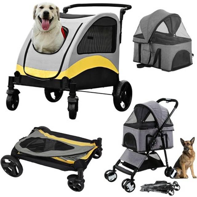 Heavy pet dog stroller swivel pram pushchair folding lightweight travel stroller