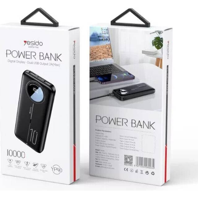 Yesido led screen display power bank portable charger fast charging 1000mah