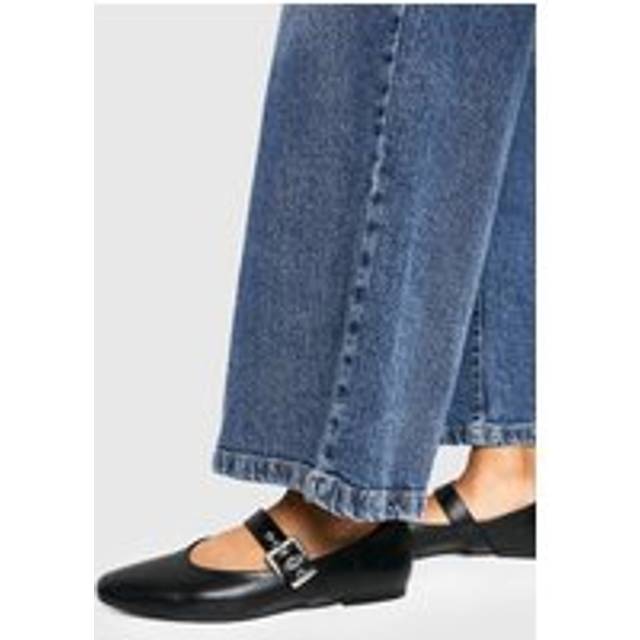 Womens Buckle Detail Mary Jane Ballet Flats - Black - 8