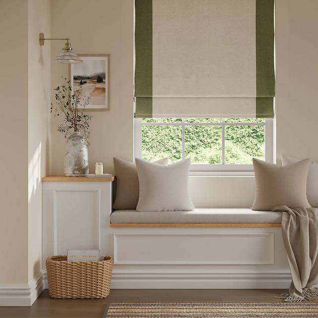 Luna Bordered Blackout Roman Blind - Olive
