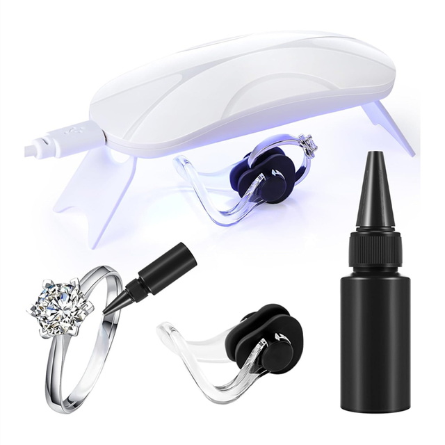 Glue with UV Light and Silicone Women Men Easy Application Removal Ring Guards Fit Any Shape