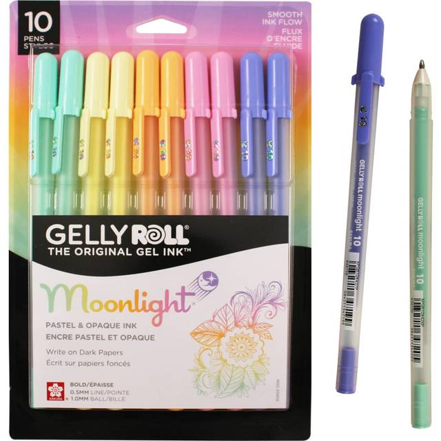 SAKURA Gelly Roll Moonlight 10 Pastel & Opaque Gel Pens - Bold Point Ink Pen for Journaling, Art, or Drawing - Assorted Pastel Ink - Bold Line - 10