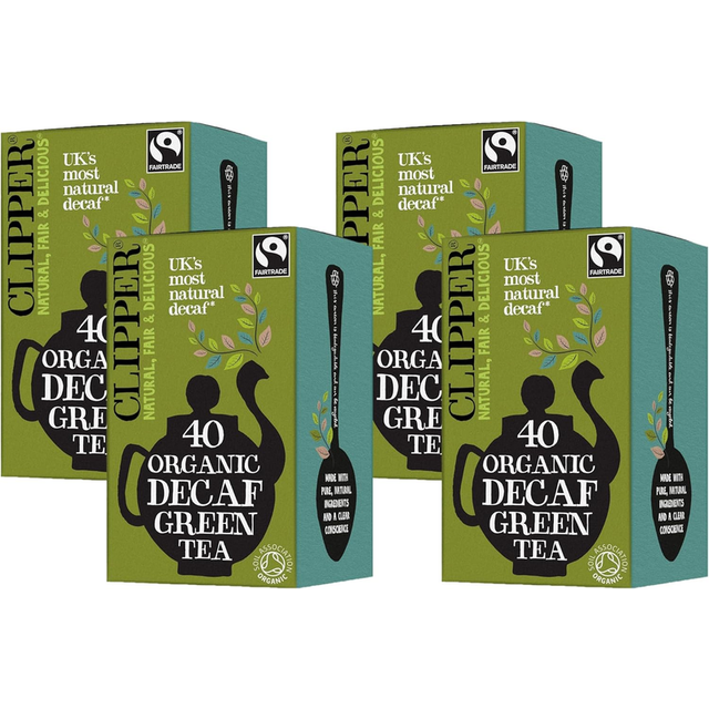 Clipper organic decaf green tea bags 40 count eco fair trade pack of 4