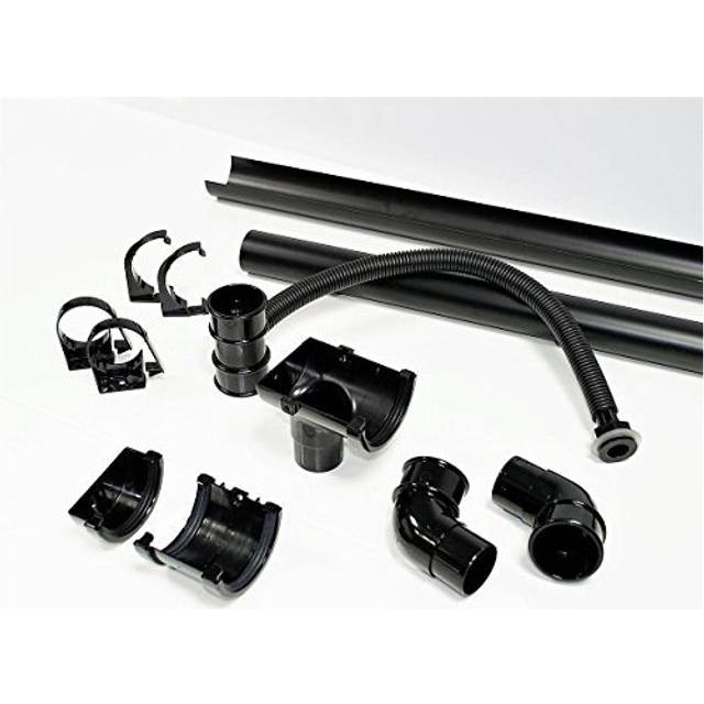 Miniflo Half-Shed Water Butt Guttering Pack Black to Suit Standard 8 and 10 Feet Shed