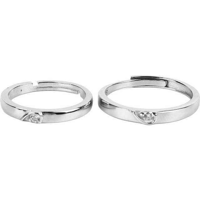 1 Pair Couple Rings Silver Men Women Finger Ring Accessory for Proposal Anniversary