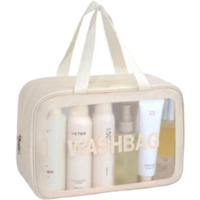SHEIN 1pc Waterproof Toiletry Travel Storage Bag With Letter Graphic,Portable Pouch Large Capacity, Ideal For Packing Cosmetics, And Travel Essentials For T