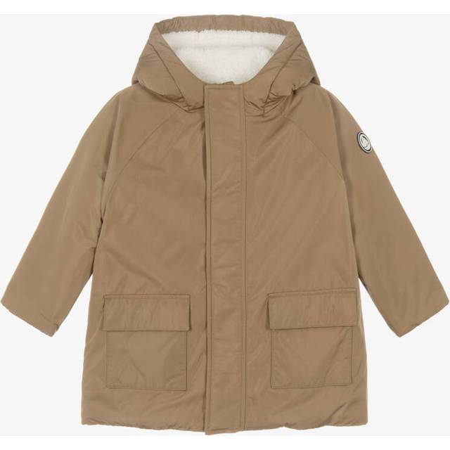 Petit Bateau Boys Beige Hooded Parka Coat - 6 year