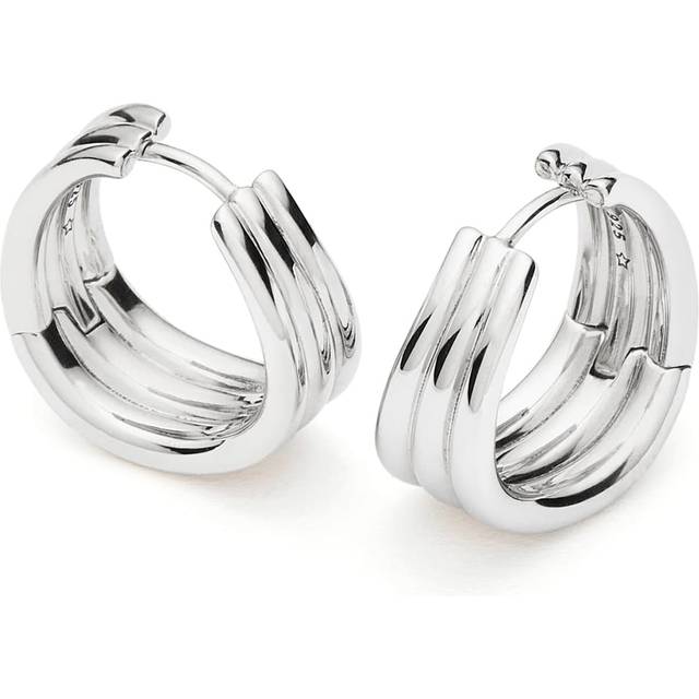Savi Triple Ridge Hoop Earrings | Sterling Silver