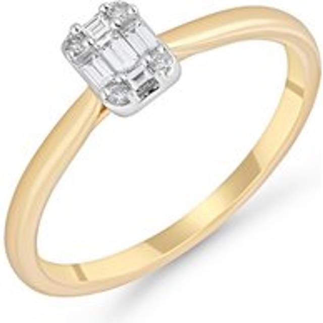 9ct Yellow Gold Diamond Cluster Engagement Ring