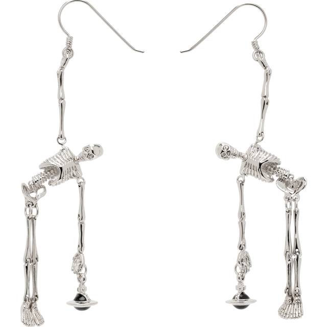 Vivienne Westwood Silver Skeleton Earrings - P107 Platinum/Blac - UNI