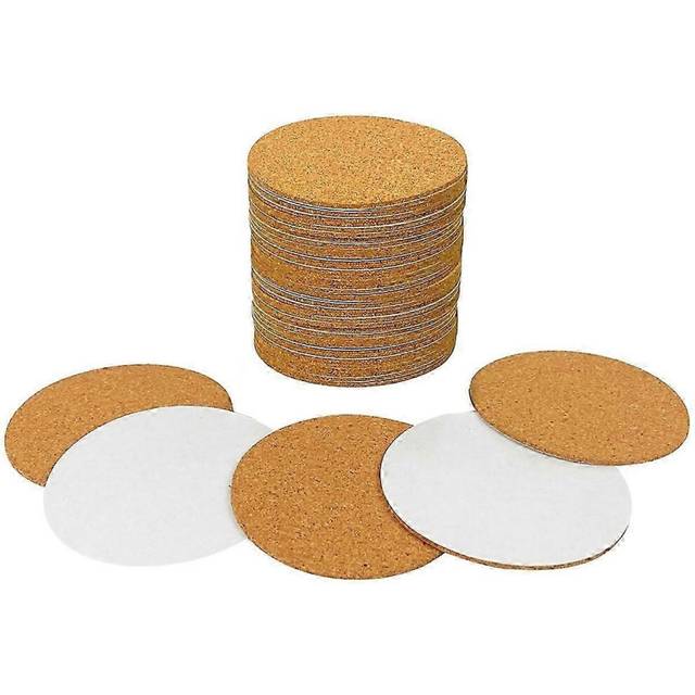 (As show, One size) 40Pack Self-Adhesive Cork Round 3.5 Inch Backing Sheets Cork Coasters