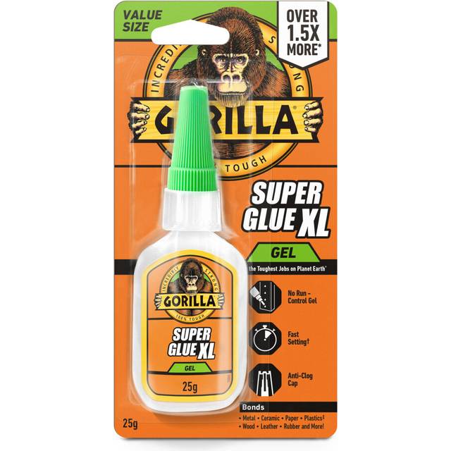 Gorilla Super Glue Gel XL, 25g â All Purpose, Fast Setting & Thicker, More Controlled Formula, Ideal for Metal, Ceramics, Leather & More