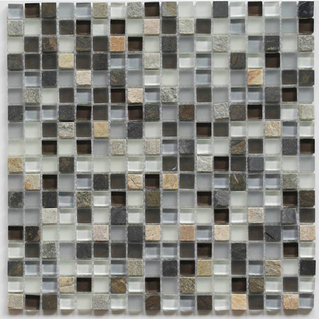 House of Mosaics Tuscon Small Mosaic Tile Sheet - Grey - 30 x 30cm