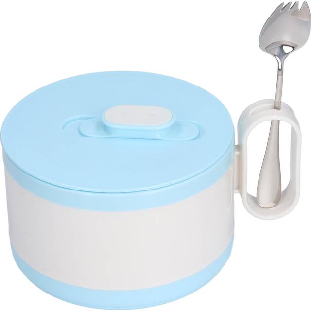 Stainless Steel Ramen Bowl Double Insulation Instant Noodle Bowl with Lid for Office Worker L(for 6.5-9kg) blå
