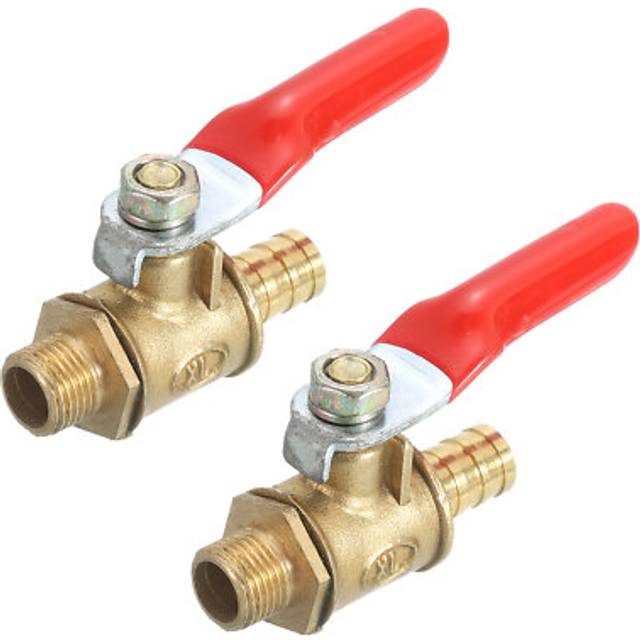 2pcs Brass Water Ball Valve Shut Off Switch, G1/8 Male X 5/16 Hose Barb