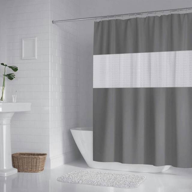 (As show, One size) Shower curtain washable bathroom curtain made of Eva for bathroom 200x180cm with 12 shower curtain rings