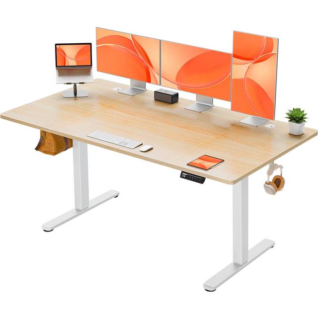 ErGear Electric Standing Desk Height Adjustable 160 x 80cm, Sit Stand Desk with 4 Memory Smart Pannel, Home Office Desk with Splice Board