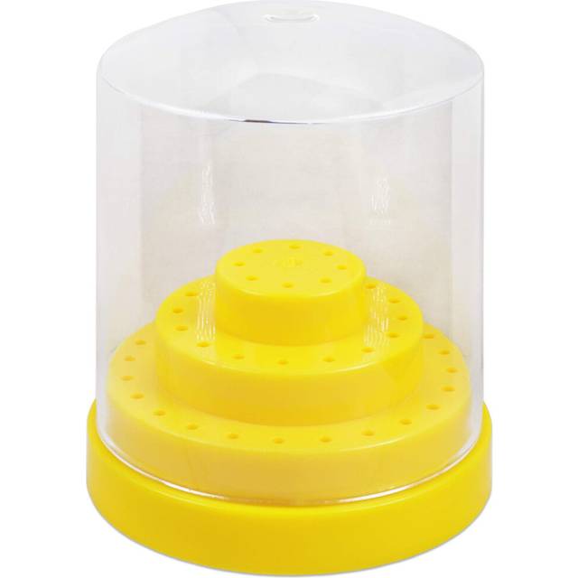 PANA Nail Drill Bit Holder Stand Display Organizer- Dust Proof Storage container Box case Tools for Home Use or Nail Salon - (48 Holes  Yellow)