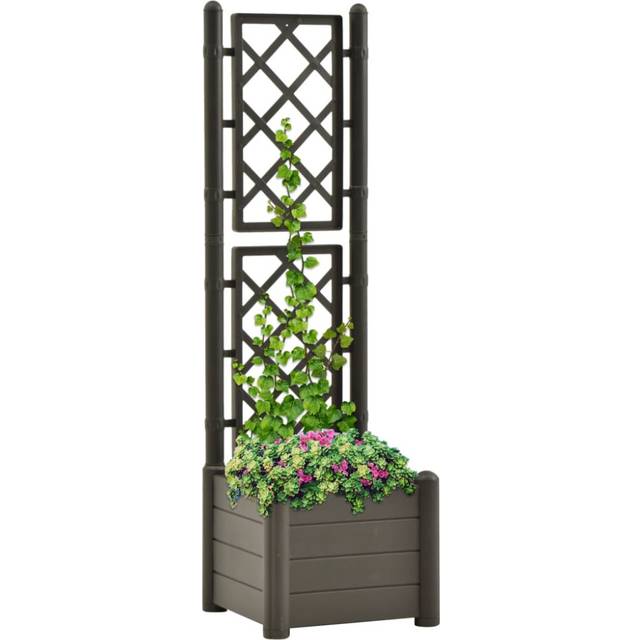 vidaXL Garden Planter with Trellis 43x43x142 cm PP Anthracite