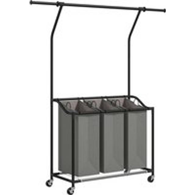 HOMCOM 126L Laundry Sorter, Laundry Basket with 3-Bag Organiser, Dark Grey
