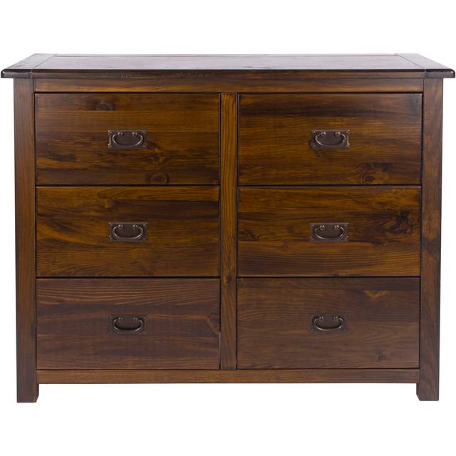 Core Products Boston 6 Drawer Wide Chest of Drawers - Brown - 3+3 Drawers
